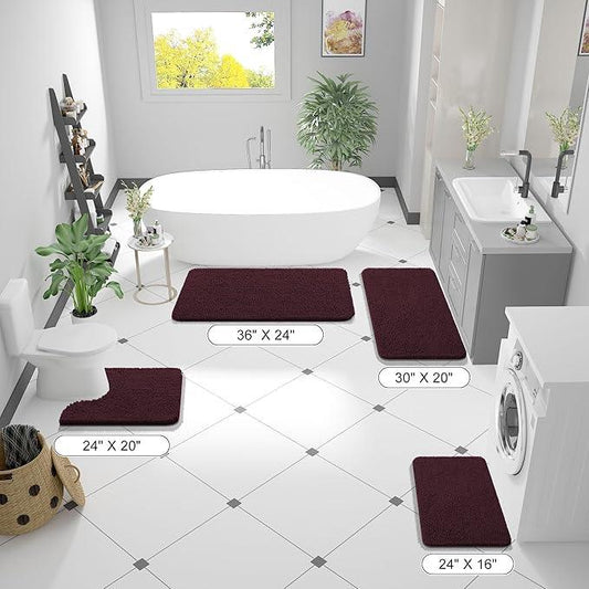 OLANLY Bathroom Rugs 30x20, Extra Soft Absorbent Chenille Bath Rugs, Rubber Backing Quick Dry, Machine Washable Bath Mats for Bathroom Floor, Tub and Shower, Home Decor Accessories, Black Cherry - ModernBath