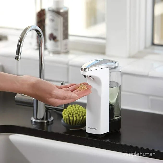 simplehuman 8 oz. Touch-Free Sensor Liquid Soap Pump Dispenser with Soap Sample, Brushed Nickel - ModernBath