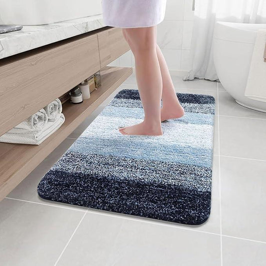Arotive Microfiber Bathroom Rugs, Shaggy Soft and Absorbent Bath Rug, Non-Slip, Thick Plush Machine Washable Dry Bath Mats for Bathroom, Tub and Shower, 40x24, Dark Blue, Rectangular - ModernBath