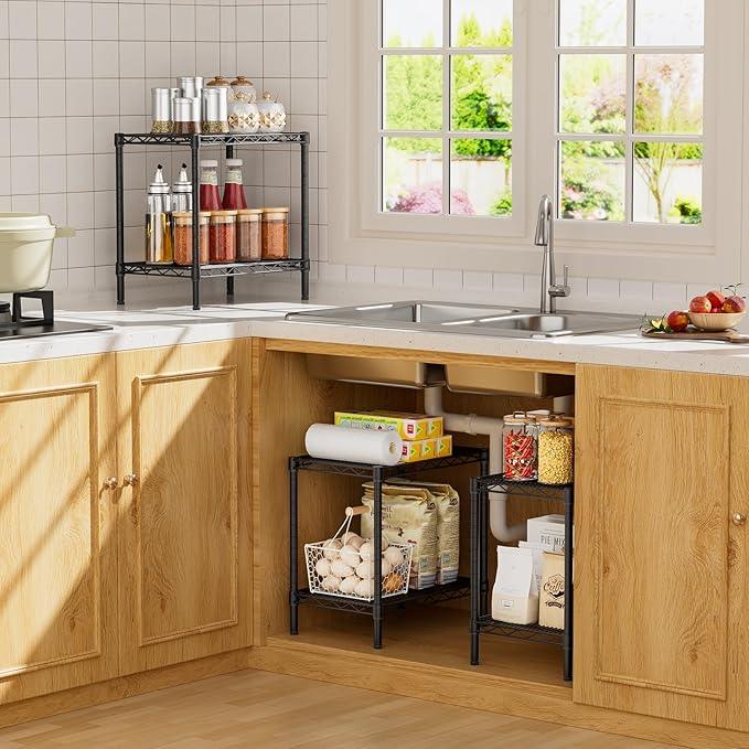 SINGAYE Shelf Closet Wire Shelving：Adjustable Metal Unit for Laundry Room Organization Bathroom Kitchen Home Storage Small Pantry Rack Shelves - ModernBath