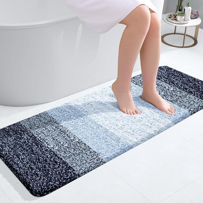 OLANLY Bathroom Runner Rugs 47x17, Extra Soft Absorbent Microfiber Bath Rugs, Rubber Backing, Quick Dry, Washable Bath Mats for Bathroom Floor, Tub and Shower, Home Decor Accessories, Navy Blue - ModernBath