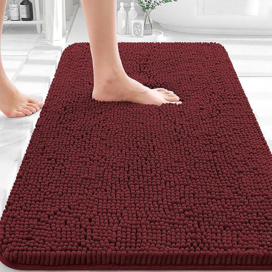 OLANLY Bathroom Rugs 36x24, Extra Soft Absorbent Chenille Bath Rugs, Rubber Backing Quick Dry, Machine Washable Bath Mats for Bathroom Floor, Tub and Shower, Home Decor Accessories, Andorra Red-Brown - ModernBath