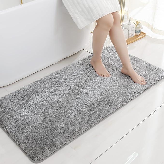 COSY HOMEER Bath Rugs for Bathroom Extra Thick - Anti-Slip Bath Mats Soft Plush Yarn Shaggy 100% Strong Mirco Polyeste Mat Living Room Bedroom Mat Floor Water Absorbent(Grey,24x48 - Inches) - ModernBath