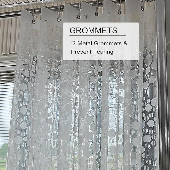 TIKABC Shower Curtain Liner, 4G PEVA Shower Liner, Plastic Waterproof Shower Curtains, 72x72 inch with Grommet Holes 3 Magnetic Weights - ModernBath