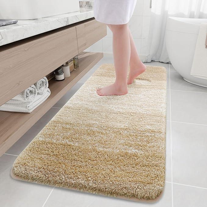 Arotive Microfiber Bathroom Rugs, Shaggy Soft and Absorbent Bath Rug, Non-Slip, Thick Plush Machine Washable Dry Bath Mats for Bathroom, Tub and Shower, 70x24, Camel, Rectangular - ModernBath