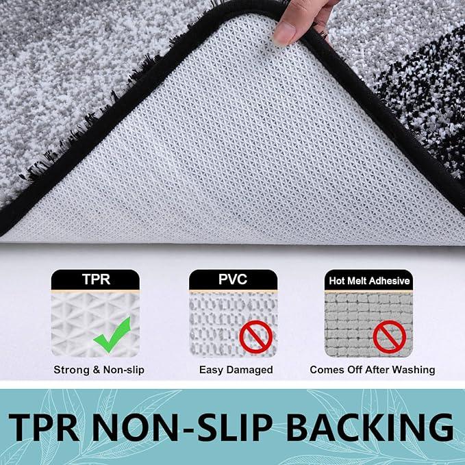 Arotive Microfiber Bathroom Rugs, Shaggy Soft and Absorbent Bath Rug, Non-Slip, Thick Plush Machine Washable Dry Bath Mats for Bathroom, Tub and Shower, 45x27, Black, Rectangular - ModernBath