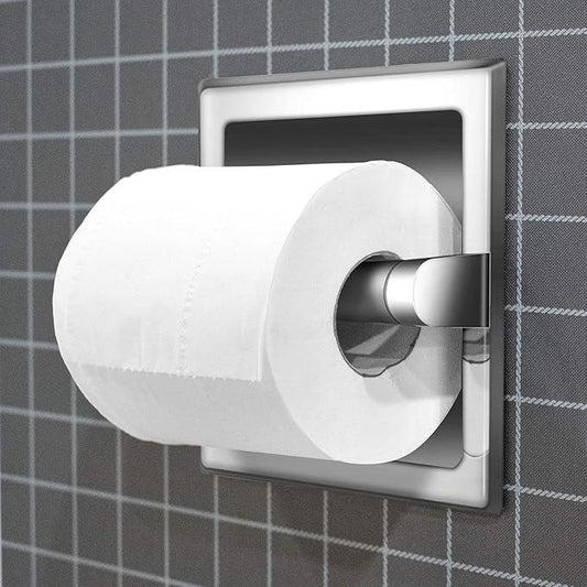 Smack Polished Chrome Recessed Toilet Paper Holder, Bathroom Wall Mount Recessed Toilet Tissue Roll Paper Holder Include Rear Mounting Bracket - ModernBath