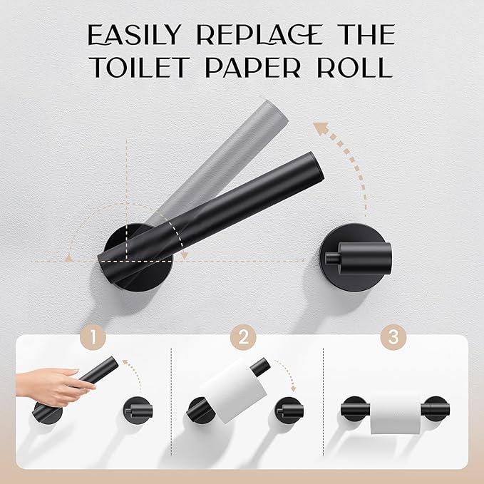 Day Moon™ Matte Black Toilet Paper Holder - Wall Mount Modern Roll Holder for Bathroom - ModernBath