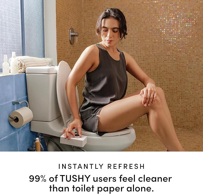 TUSHY Classic 3.0 Bidet Toilet Seat Attachment - A Non-Electric Self Cleaning Water Sprayer with Adjustable Water Pressure Nozzle, Angle Control & Easy Home Installation (Bamboo Knob) - ModernBath