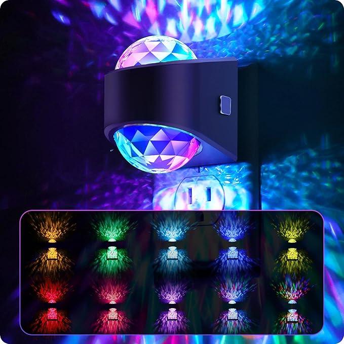 Night Lights Plug into Wall, Star Projector for Bedroom [2 Pack] Night Light Projector for Kids, 9-Color RGB Galaxy Nightlight with Dusk to Dawn Sensor for Bathroom, Home Gaming Room Decor Gifts - ModernBath