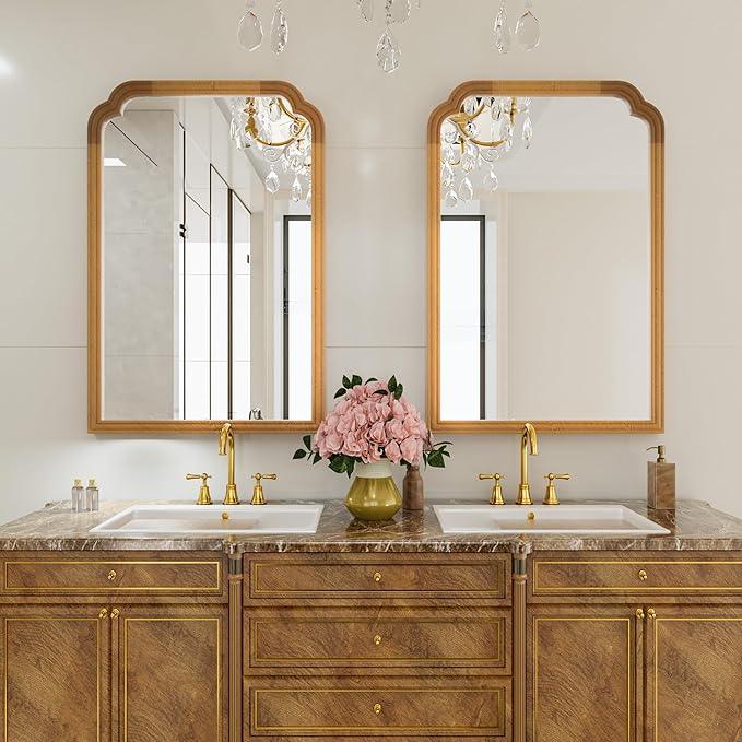 Ferytange Wood Mirror for Bathroom, 24" x 36" Rustic Bathroom Mirrors for Wall Decorative for Living Room or Bedroom Vanity Mirror (Natural Color) - ModernBath