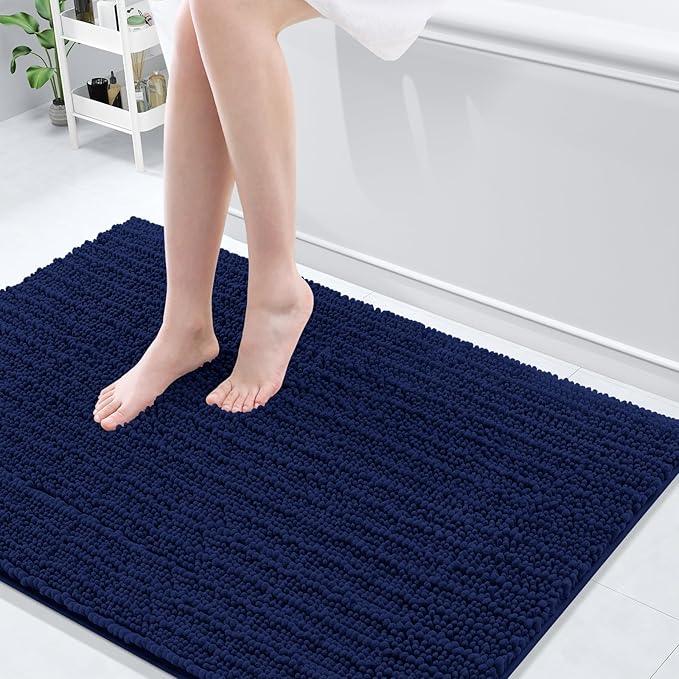 Arotive Luxury Chenille Bathroom Rug Mat, Extra Soft Thick Absorbent Shaggy Bath Rugs, Non-Slip Machine Wash Dry, Plush Bath Mats for Bathroom, Shower and Tub, 47x32, Navy - ModernBath