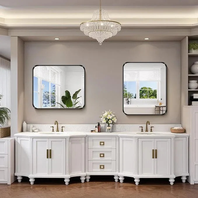 FORBATH 30x36 Inch Bathroom Mirror, Brushed Black Deep Frame Wall Mirror with Rounded Corners, Anti-Rust Tempered Glass for Modern Farmhouse Vanity (Horizontal/Vertical) - ModernBath