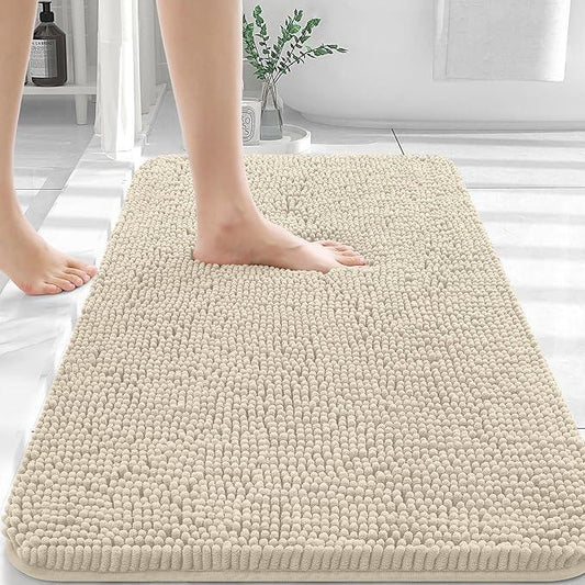 OLANLY Bathroom Rugs 36x24, Extra Soft Absorbent Chenille Bath Rugs, Rubber Backing Quick Dry, Machine Washable Bath Mats for Bathroom Floor, Tub and Shower, Home Decor Accessories, Sand - ModernBath