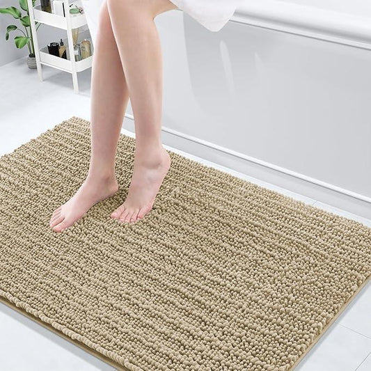 Arotive Luxury Chenille Bathroom Rug Mat, Extra Soft Thick Absorbent Shaggy Bath Rugs, Non-Slip Machine Wash Dry, Plush Bath Mats for Bathroom, Shower and Tub, 50x30, Beige - ModernBath