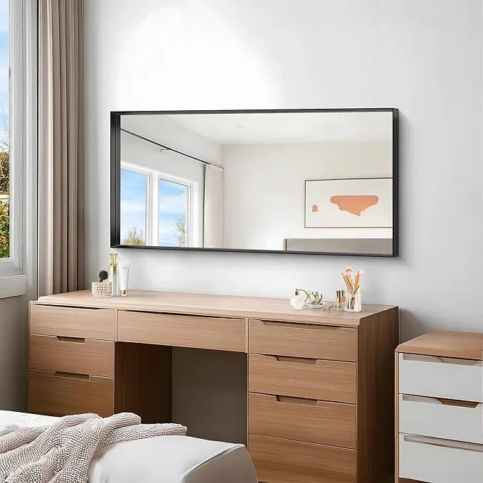 NIMURY Black Bathroom Mirror, 24x48 Inch Rectangular Framed Mirror, Large Wall Mounted Bathroom Vanity Mirror Over Sink for Bedroom,Restroom, Living Room, Hangs Vertically or Horizontally - ModernBath