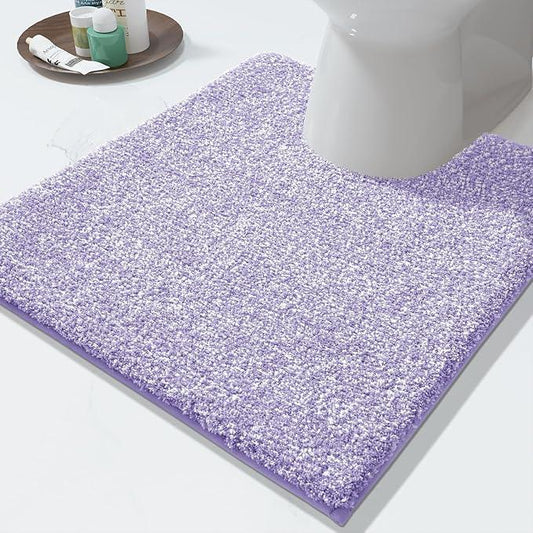 Yimobra Toilet Rugs U Shaped Washable, Soft Absorbent Microfiber Bathroom Rugs, Non Slip Quick Drying Shaggy Bath Mat,Contour Bathroom Mats for Toilet Base, Home Essentials,24x20,Purple and White - ModernBath