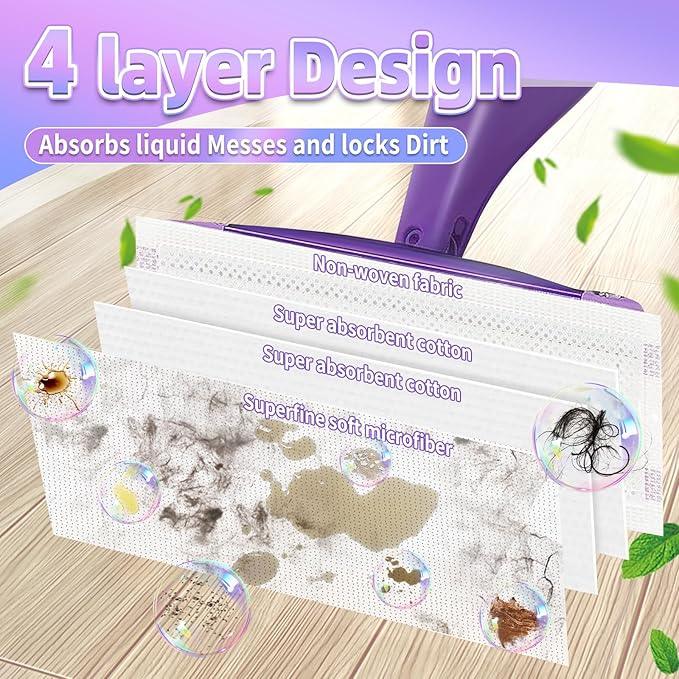 60 Count Mopping Pad for Wet Jet Mop Disposable Wetjet Pads Refills Replacement for Wet Pads Refill Compatible with Wet Jet Pads Thickness & Absorbent for Household Multi-Surface - ModernBath