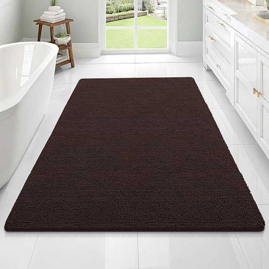 OLANLY Bathroom Rugs 70x46, Extra Soft Absorbent Chenille Bath Rugs, Rubber Backing Quick Dry, Machine Washable Bath Mats for Bathroom Floor, Tub and Shower, Home Decor Accessories, Brown - ModernBath