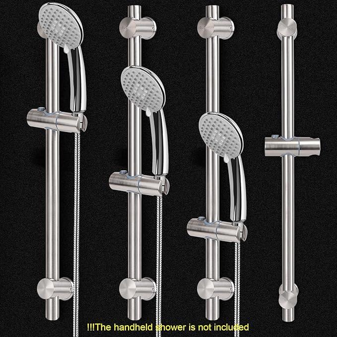 NearMoon Slide Bar with Height/Angle Adjustable Handheld Shower Holder, Bathroom SUS 304 Stainless Steel Head Holder for Bath (Screw Mounted, Brushed Nickel) - ModernBath
