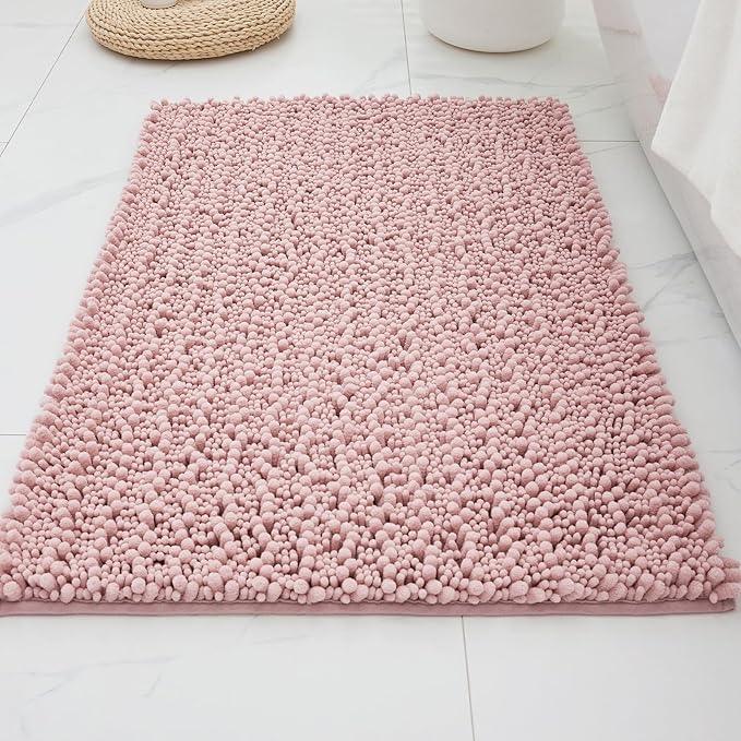 ILANGO Bathroom Rugs Pink 32x20,Extra Soft Absorbent Chenille Bath Rugs,Thick Non-Slip Shaggy Bath Mat,Machine Washable Quick Dry Shaggy Bath Mats for Bathroom Floor, Tub, Shower Accessories - ModernBath