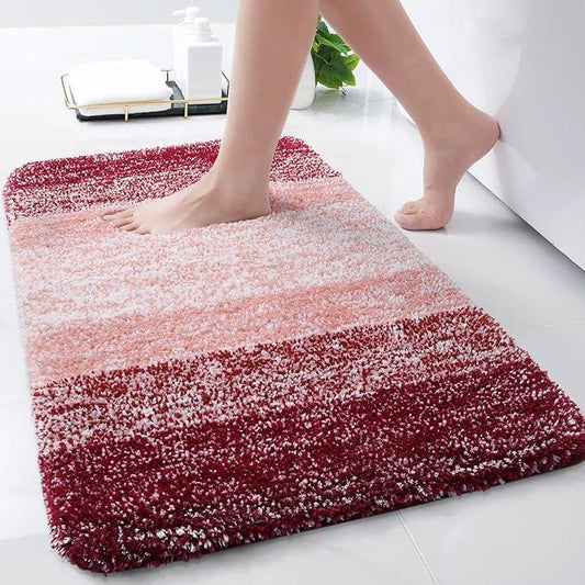 Arotive Microfiber Bathroom Rugs, Shaggy Soft and Absorbent Bath Rug, Non-Slip, Thick Plush Machine Washable Dry Bath Mats for Bathroom, Tub and Shower, 24x16, Burgundy, Rectangular - ModernBath