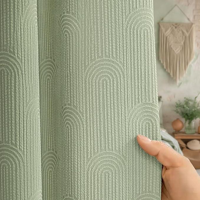NDDYCU Sage Green Shower Curtain Boho Cotton Texture Mid Century Minimalist Arch Shower Curtain for Bathroom,72" W X 72" L - ModernBath