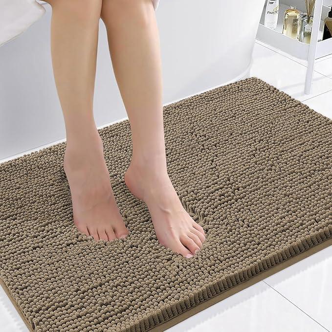 Smiry Luxury Chenille Bathroom Rugs 36x24, Extra Soft and Absorbent Shaggy Bath Mat, Machine Washable, Non-Slip Plush Carpet Runner for Tub, Shower, and Floor, Home Decor Accessories, Camel - ModernBath
