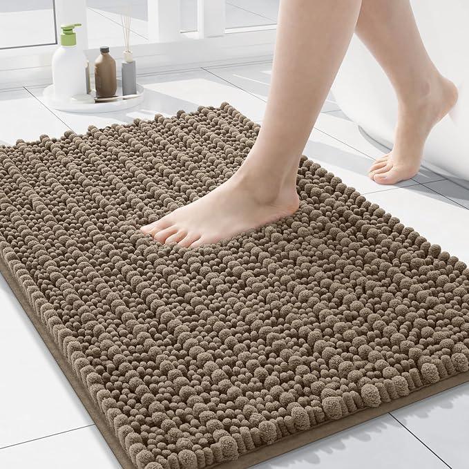 Arotive Luxury Chenille Bathroom Rug Mat, Extra Soft Thick Absorbent Shaggy Bath Rugs, Non-Slip Machine Wash Dry, Plush Bath Mats for Bathroom, Shower and Tub, 24x16, Camel - ModernBath