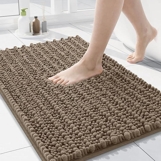 Arotive Luxury Chenille Bathroom Rug Mat, Extra Soft Thick Absorbent Shaggy Bath Rugs, Non-Slip Machine Wash Dry, Plush Bath Mats for Bathroom, Shower and Tub, 24x16, Camel - ModernBath