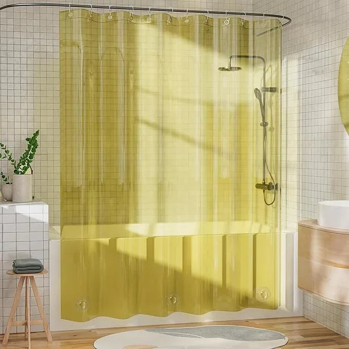 AmazerBath Yellow Shower Curtain Liner Heavy Duty, 100% EVA Clear Shower Curtain and Liner 2-in-1, 72x72 Luxury Plastic Weighted Bathroom Shower Liner, 12 Rustproof Grommets & 3 Heavyweight Stones - ModernBath