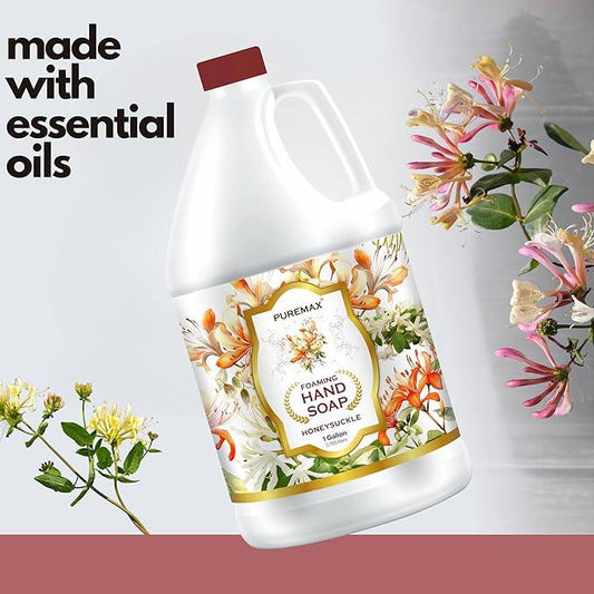 Puremax Foaming Hand Soap Refills made with Essential Oils | Honeysuckle | Gentle, Moisturizing | Made in USA | 128 Fl Oz (1 Gallon) - ModernBath