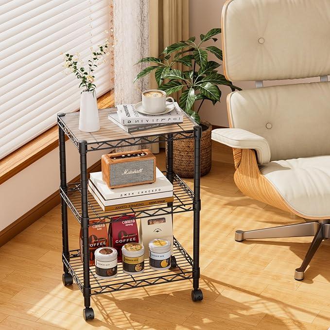 3 Tier Adjustable Storage Shelves Heavy Duty Metal Utility Shelf Wire Shelving Unit Organizer Rack for Home Kitchen Office Bathroom Pantry Room 12" D x 18" W x 30" H - ModernBath