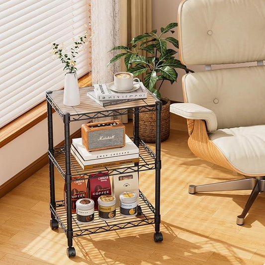 3 Tier Adjustable Storage Shelves Heavy Duty Metal Utility Shelf Wire Shelving Unit Organizer Rack for Home Kitchen Office Bathroom Pantry Room 12" D x 18" W x 30" H - ModernBath