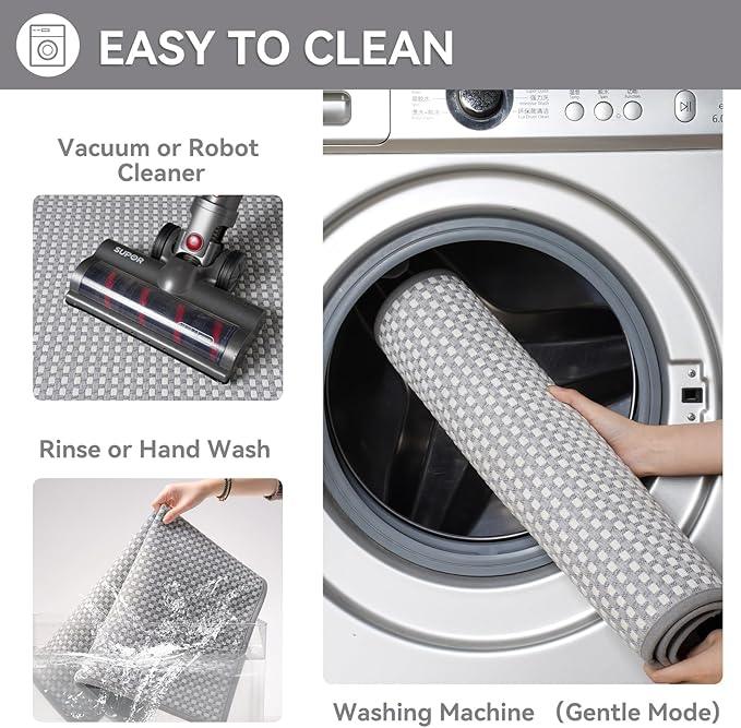 YDKGL Non Slip Bath Mat Bathroom Rugs, Soft Braided Ultra Thin Bath Mats, Super Absorbent Quick Dry Bath Rug Shower Mat, Rubber Backing, Fit Under Door Bathroom Floor, Machine Washable, Gray 24" x 35" - ModernBath