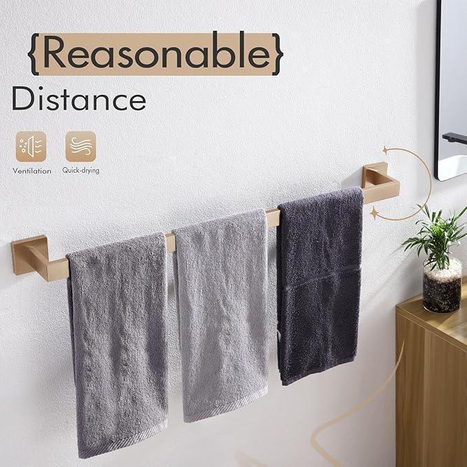KOKOSIRI 36-Inch Towel Bars for Bathroom Kitchen Towels Holder Wall Mount SUS304 Stainless Steel Towel Rack, Champagne Bronze B4003CPG-L36 - ModernBath
