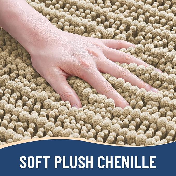 Arotive Luxury Round Chenille Bathroom Rug Mat, Extra Soft Thick Absorbent Shaggy Bath Rugs, Non-Slip Machine Wash Dry Plush Bath Mats for Bathroom, Shower and Tub, 24x24, Beige - ModernBath
