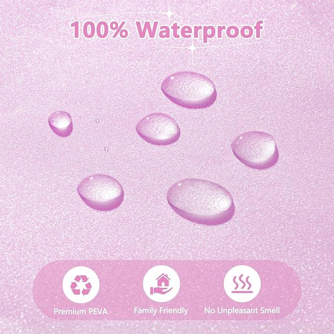 Seenus Waterproof Plastic Dreamy Pink Glitter Shower Curtain, Sparkle PEVA Shower Curtain Liner with 3 Large Magnets, 72 x 72 inch Blingbling Shimmery Bathroom Décor Shower Curtain Rose Pink - ModernBath