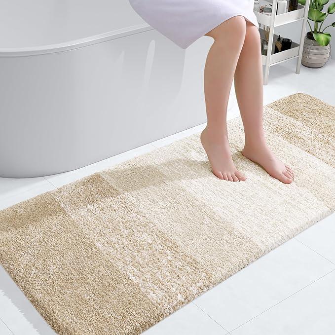 OLANLY Bathroom Runner Rugs 54x24, Extra Soft Absorbent Microfiber Bath Rugs, Rubber Backing, Quick Dry, Washable Bath Mats for Bathroom Floor, Tub and Shower, Home Decor Accessories, Light Beige - ModernBath