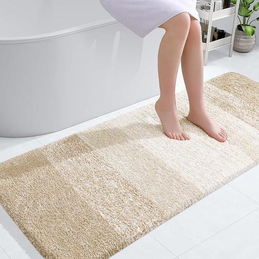 OLANLY Bathroom Runner Rugs 54x24, Extra Soft Absorbent Microfiber Bath Rugs, Rubber Backing, Quick Dry, Washable Bath Mats for Bathroom Floor, Tub and Shower, Home Decor Accessories, Light Beige - ModernBath