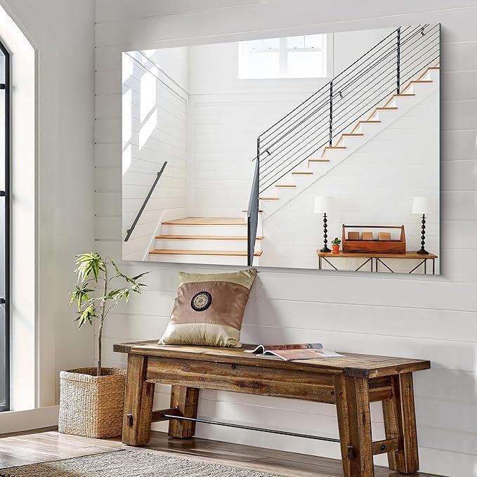 KOCUUY Frameless Mirror, 60"x40" Bathroom Mirror for Over Sink, Upgraded Shatterproof, Large Rectangle Unframed Mirror for Wall, Bathroom, Bedroom, Living Room, Entryway, Hang Horizontal/Vertical - ModernBath