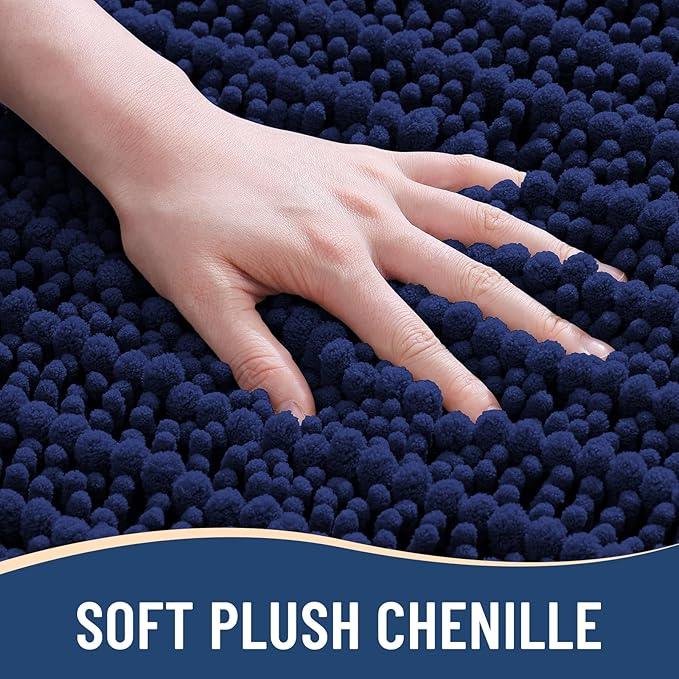Arotive Luxury Chenille Bathroom Rug Mat, Extra Soft Thick Absorbent Shaggy Bath Rugs, Non-Slip Machine Wash Dry, Plush Bath Mats for Bathroom, Shower and Tub, 36x24, Navy - ModernBath