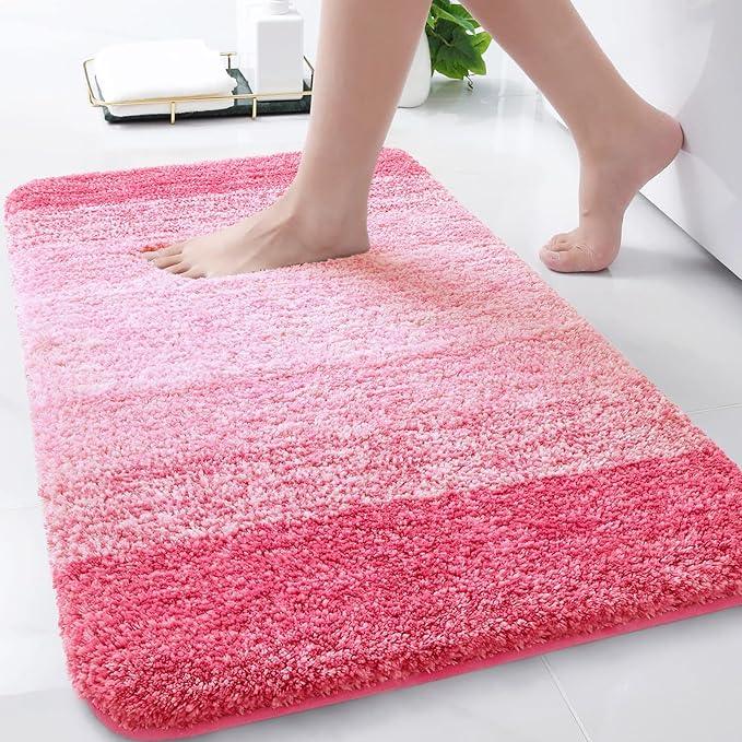 Arotive Microfiber Bathroom Rugs, Shaggy Soft and Absorbent Bath Rug, Non-Slip, Thick Plush Machine Washable Dry Bath Mats for Bathroom, Tub and Shower, 30x20, Pink, Rectangular - ModernBath