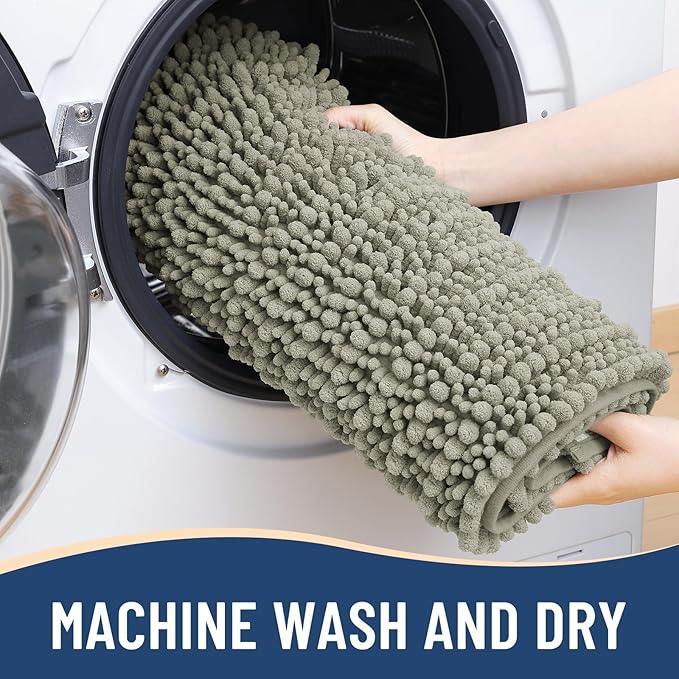 Arotive Luxury Chenille Bathroom Rug Mat, Extra Soft Thick Absorbent Shaggy Bath Rugs, Non-Slip Machine Wash Dry, Plush Bath Mats for Bathroom, Shower and Tub, 24x16, Warm Taupe - ModernBath