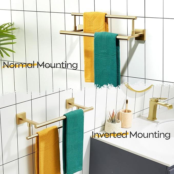 KOKOSIRI Hand Towel Bar 16 Inches Towel Holder Bathroom Rack for Bath Cabinet Towel Rails Brushed Gold Stainless Steel B5009BG-L16 - ModernBath