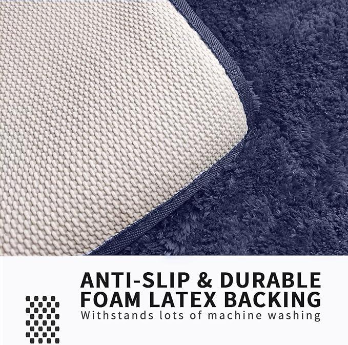 FIFU Bathroom Rugs 20" W x 32" L, Bath Mat for Bathroom, Bedroom, Laundry Room & Kitchen, Non-Slip Rubber Latex Backing, Extra Soft and Absorbent Microfiber Carpet, Machine Washable Rug, Navy Blue - ModernBath