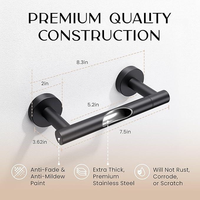 Day Moon™ Matte Black Toilet Paper Holder - Wall Mount Modern Roll Holder for Bathroom - ModernBath