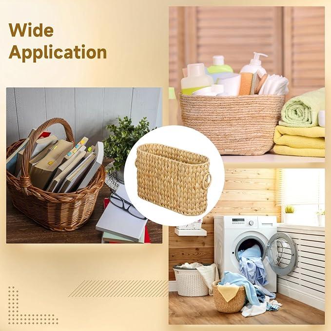 Toilet Paper Storage, Woven Roll Toilet Paper Basket with Dual Handles, Natural Water Hyacinth Basket Holder, Bathroom Accessories Organizer, Brown, 16.1 x 5.5 x 10.6 in - ModernBath