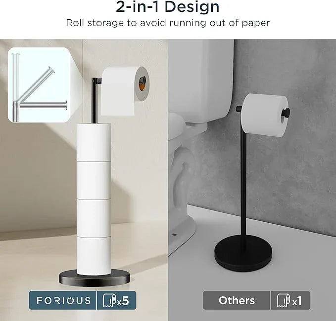 FORIOUS Toilet Paper Holder Stand, Modern Freestanding Tissue Roll Holder for Bathroom, Durable SUS 304 Stainless Steel and Weighted Base Toilet Paper Stand, Storage for 4 Rolls, Oil Rubbed Bronze - ModernBath
