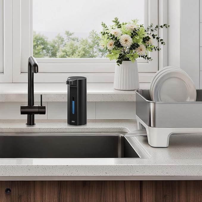 EKO Aroma Pro 13.5 fl oz Touchless Automatic Liquid Soap Dispenser, Rechargeable Hand & Dish Soap Dispenser for Bathroom and Kitchen, Waterproof, Adjustable Volume Control (Matte Black) - ModernBath